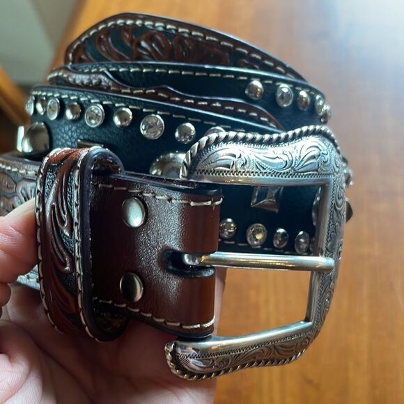 Nocona Unisex Pro Series Rhinestone & Stud Western Belt - 34 - Picture 1 of 9